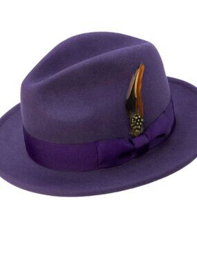 GRAPE Lightfelt wool felt pinch crown fedora hat by Montique   H-60